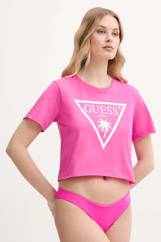 Guess tricou din bumbac roz E02I01.JA914