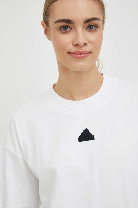 adidas t-shirt bawełniany biały IB8517