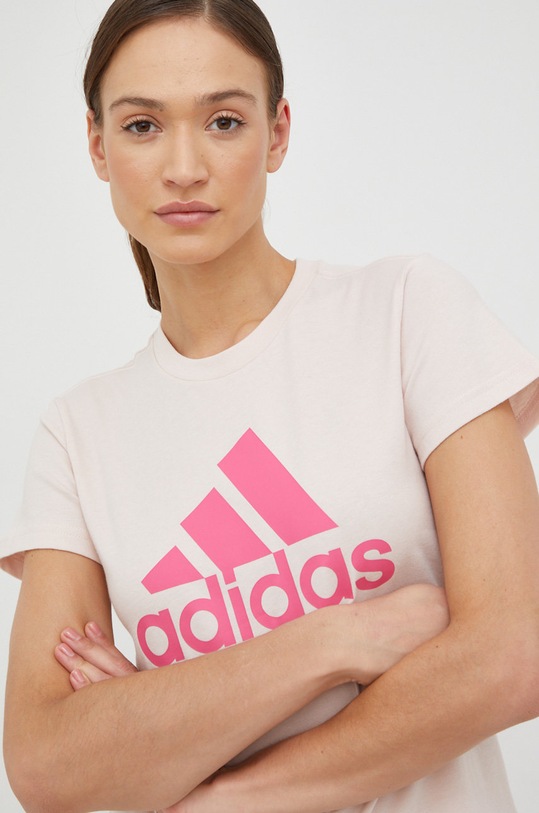 Bavlněné tričko adidas růžová IB9455