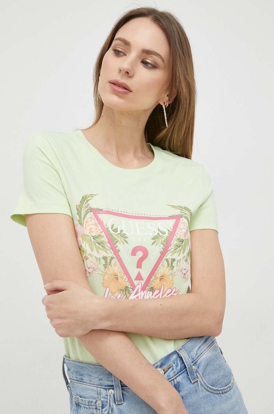Guess t-shirt z elastanem zielony W3GI41.J1314