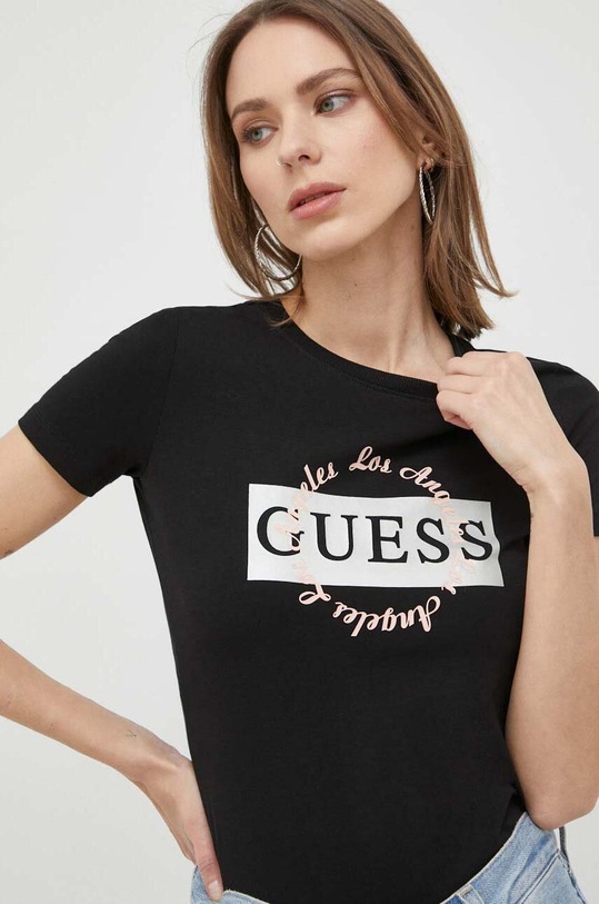 Guess t-shirt z elastanem czarny W3GI38.J1314
