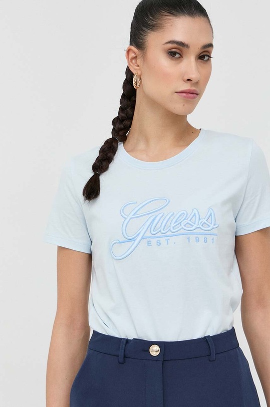 Guess t-shirt bawełniany regular niebieski W3GI36.I3Z14
