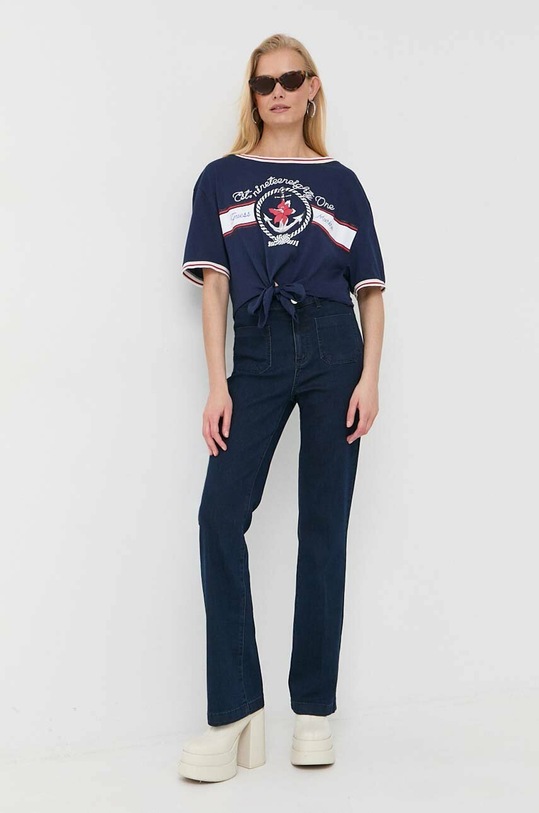 Guess t-shirt bawełniany W3GI19.JA914 granatowy SS23