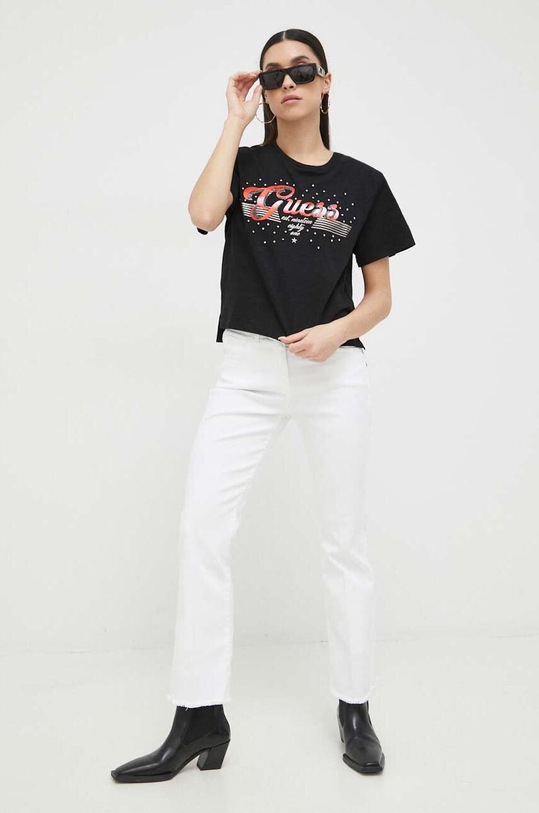 Guess t-shirt bawełniany W3GI33.KB3P0 czarny SS23