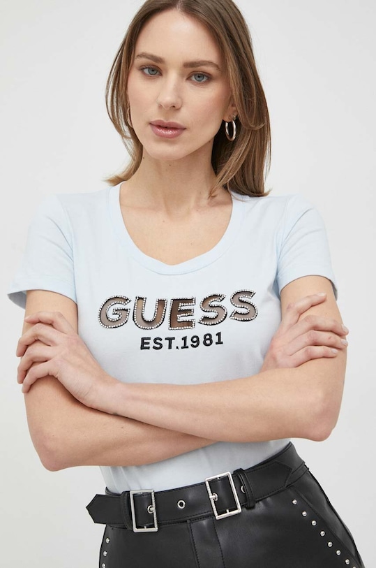 Guess t-shirt aplikacja niebieski W3GI35.J1300