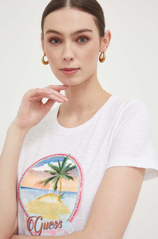 Бавовняна футболка Guess regular білий W3GI29.KB1P0