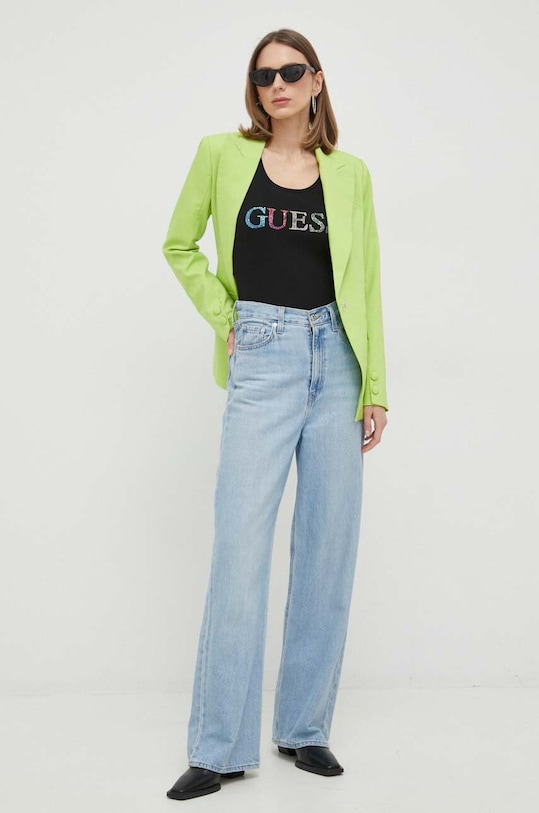 Guess top bawełniany W3GP43.K9I51 czarny SS23