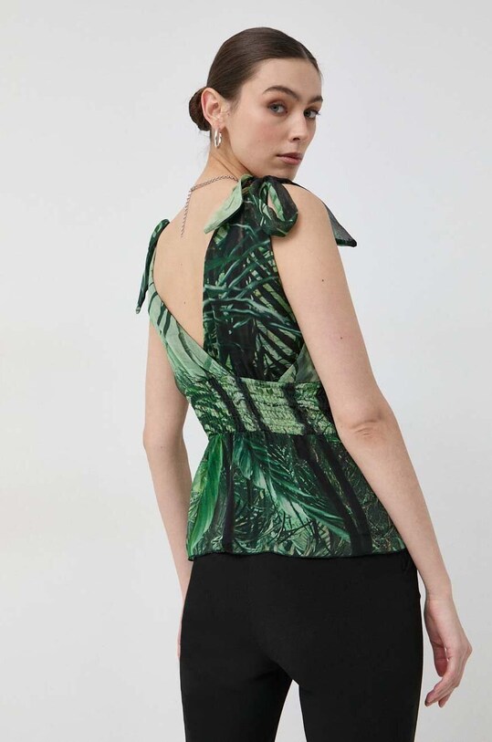Guess bluzka z domieszką jedwabiu regular zielony W3GH92.WE550