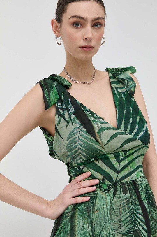 Guess bluzka z domieszką jedwabiu zielony W3GH92.WE550
