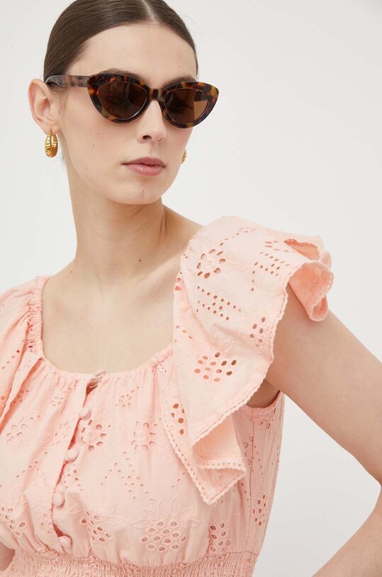 Bavlněná halenka Guess oranžová W3GH89.WFG40