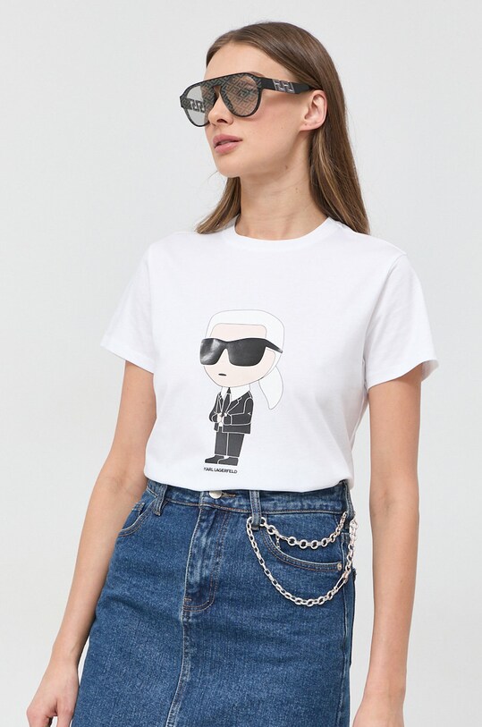 Хлопковая футболка Karl Lagerfeld белый 230W1700