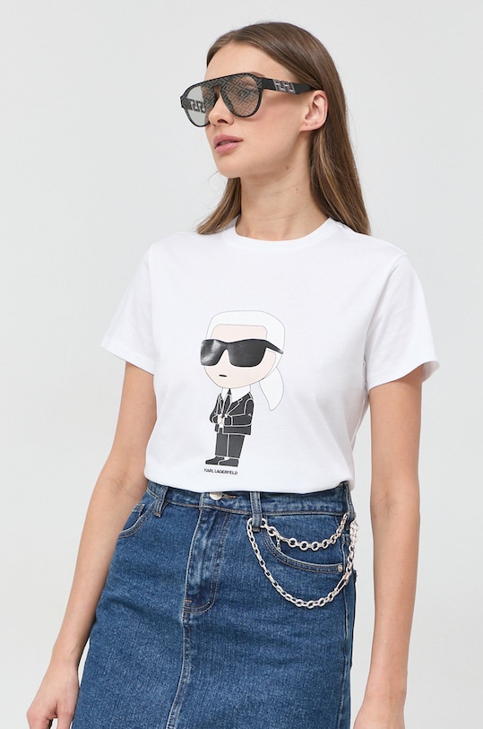 Karl Lagerfeld tricou din bumbac alb 230W1700