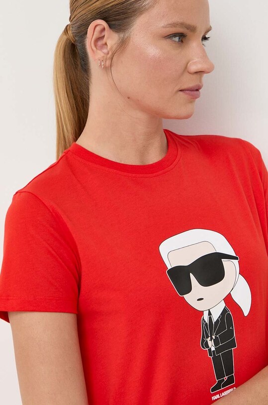 Karl Lagerfeld t-shirt bawełniany pomarańczowy 230W1700