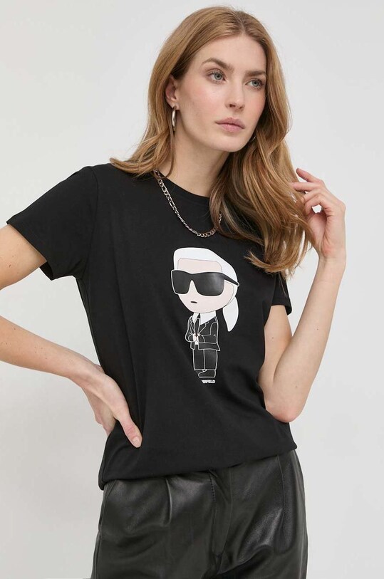 Хлопковая футболка Karl Lagerfeld чёрный 230W1700
