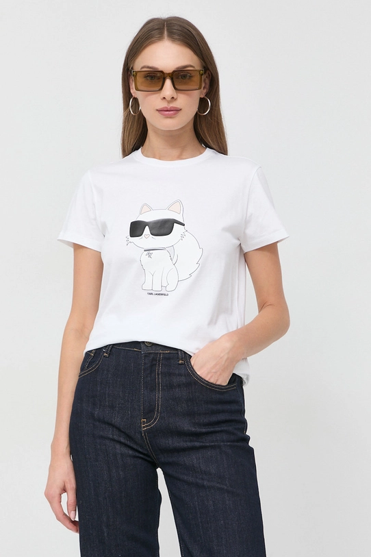 Karl Lagerfeld t-shirt bawełniany biały 230W1703