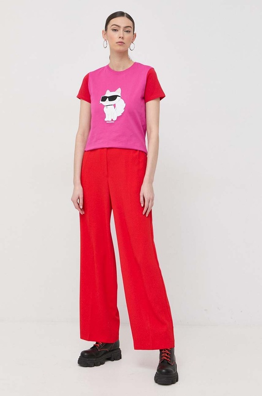 Karl Lagerfeld t-shirt bawełniany 230W1703 różowy AA00