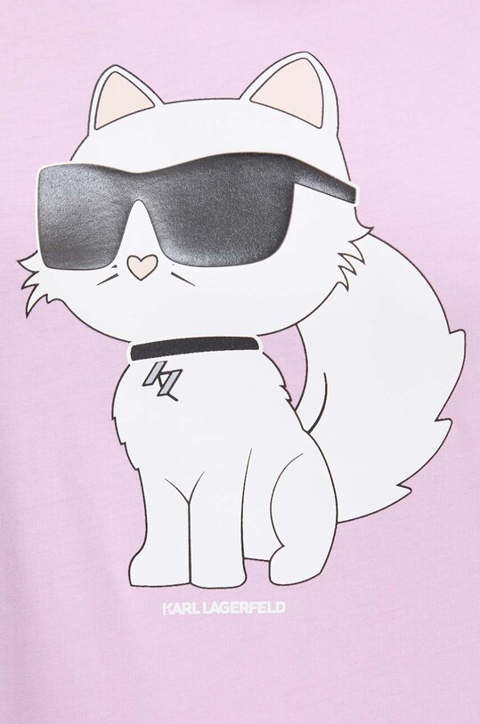 Βαμβακερό μπλουζάκι Karl Lagerfeld ροζ 230W1703