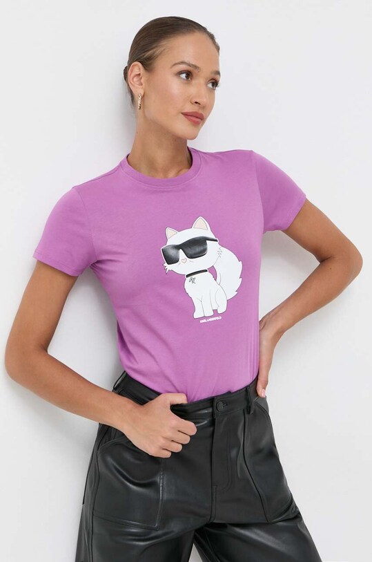 Karl Lagerfeld t-shirt bawełniany różowy 230W1703