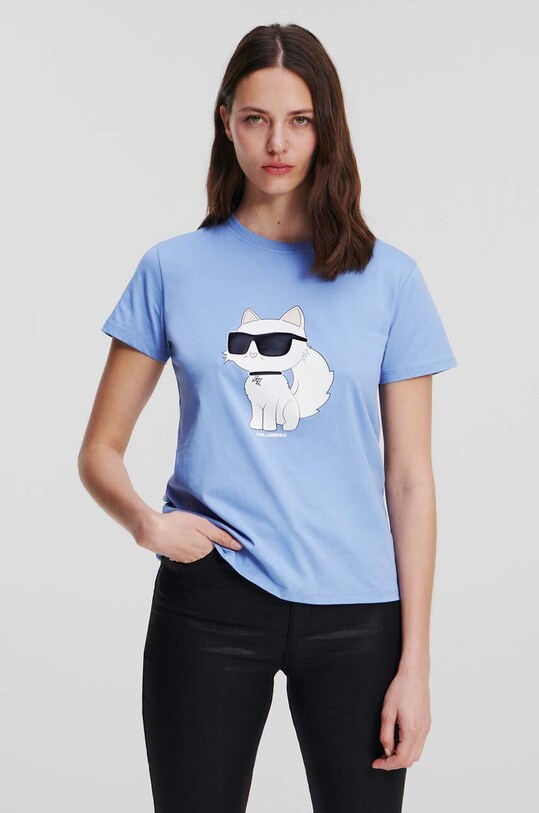 Karl Lagerfeld tricou din bumbac print albastru 230W1703