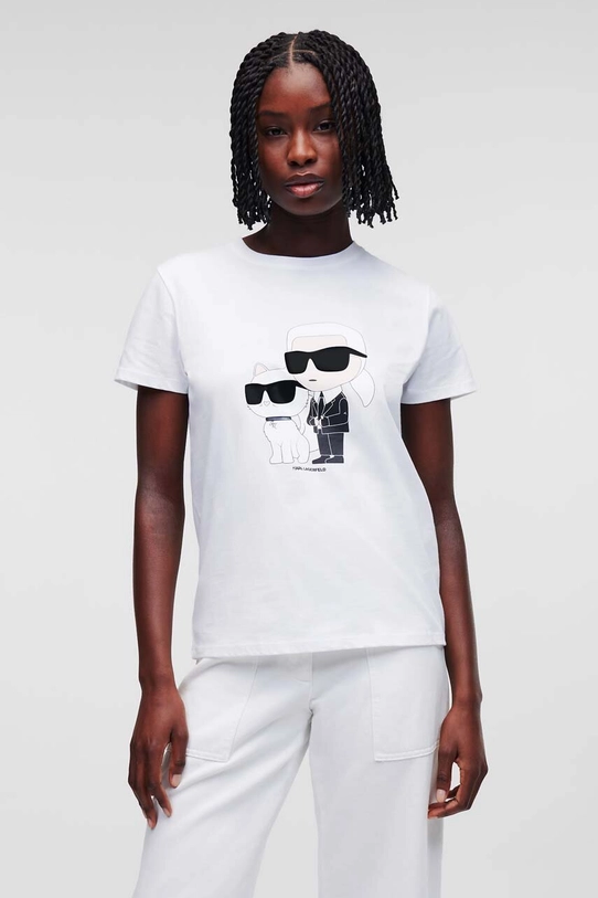 Karl Lagerfeld t-shirt bawełniany nadruk biały 230W1704