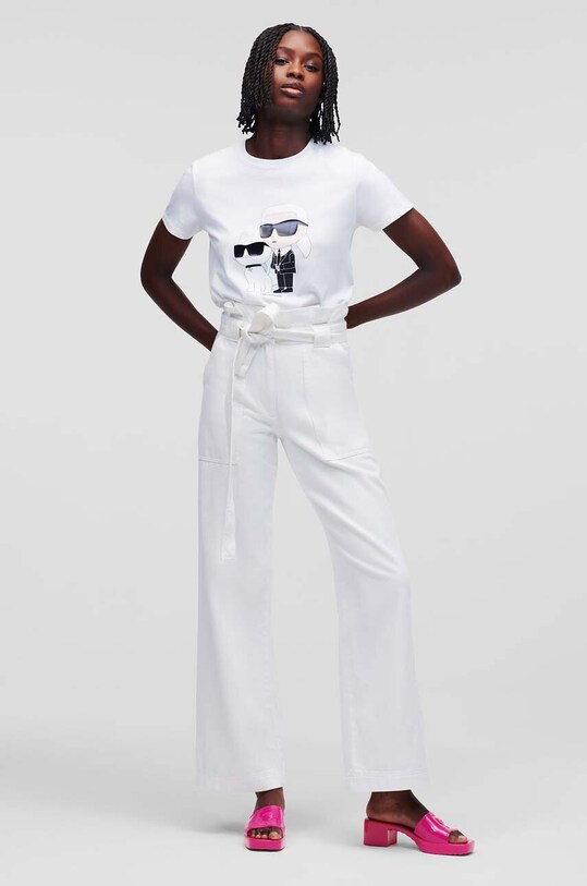 Karl Lagerfeld t-shirt bawełniany 230W1704 biały