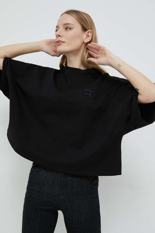 Karl Lagerfeld tricou din bumbac imprimeu negru 230W1720