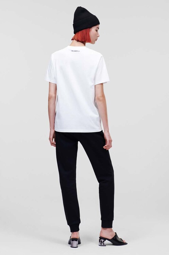 Памучна тениска Karl Lagerfeld 230W1721 бял SS23