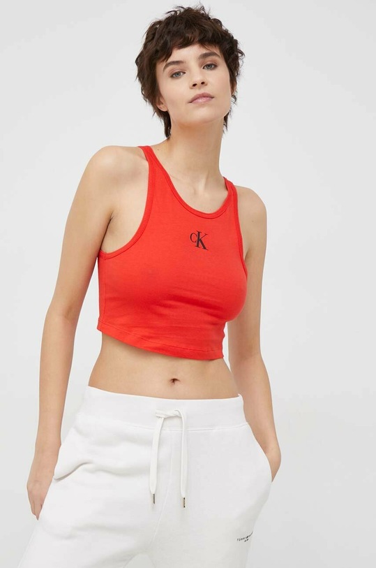 Calvin Klein top bawełniany KW0KW02092.PPYX czerwony SS23