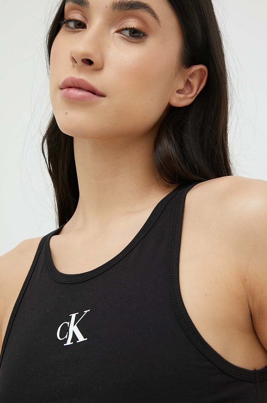 Calvin Klein top bawełniany czarny KW0KW02092.PPYX