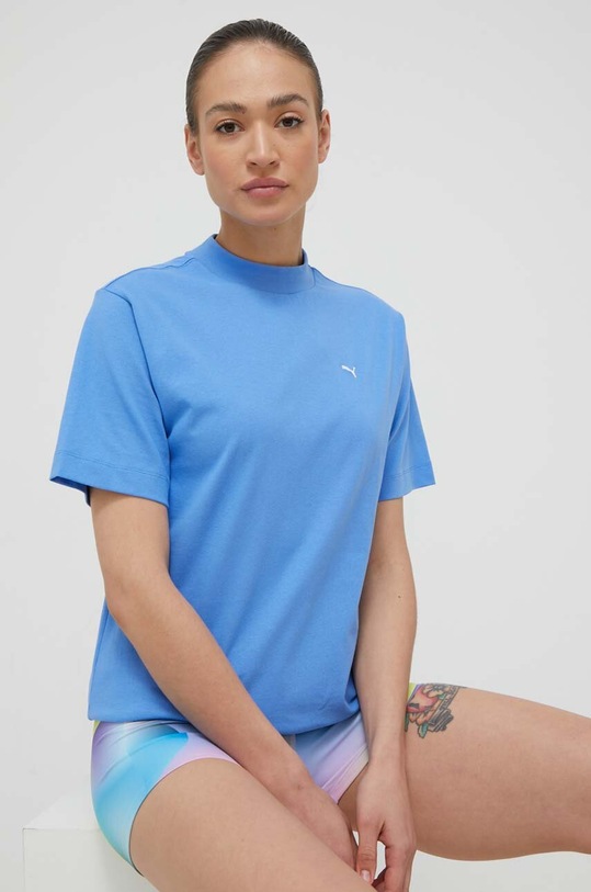 Puma tricou din bumbac uni albastru 537977