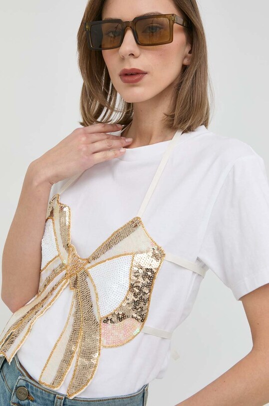 Twinset t-shirt bawełniany 231AP2301 biały
