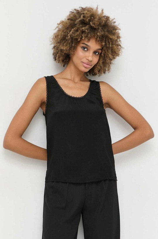 Halenka s příměsí hedvábí Twinset hladký černá 231TP2453