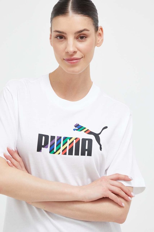 Puma tricou din bumbac print alb 673669