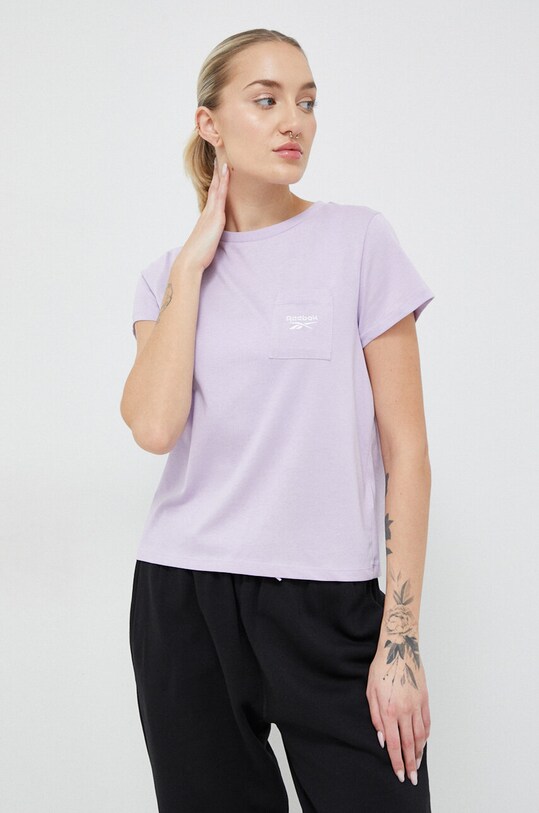 Odzież Reebok t-shirt HT6215 fioletowy