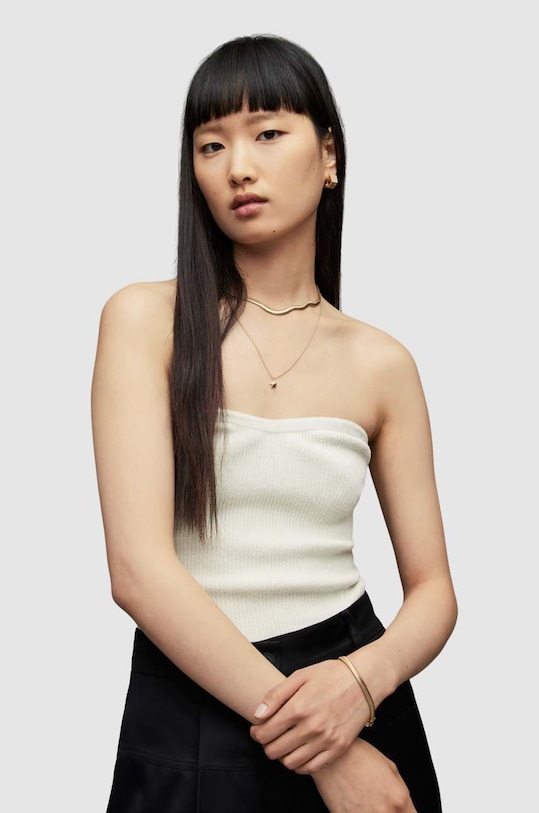 AllSaints top LOLEATTA TOP z elastanem biały WK062X