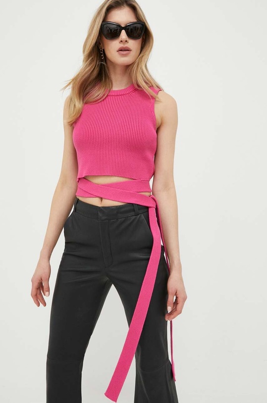 Bavlněný top Red Valentino slim fialová 2R0KM01M6UD