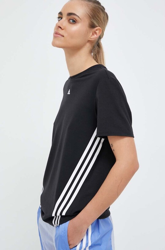 adidas Performance t-shirt treningowy Train Icons 3-Stripes z elastanem czarny HK6975