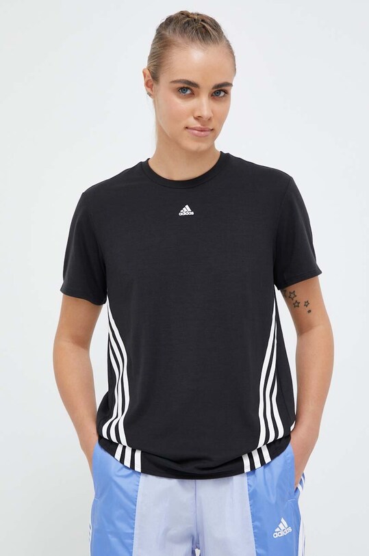 adidas Performance t-shirt treningowy Train Icons 3-Stripes HK6975 czarny AW23