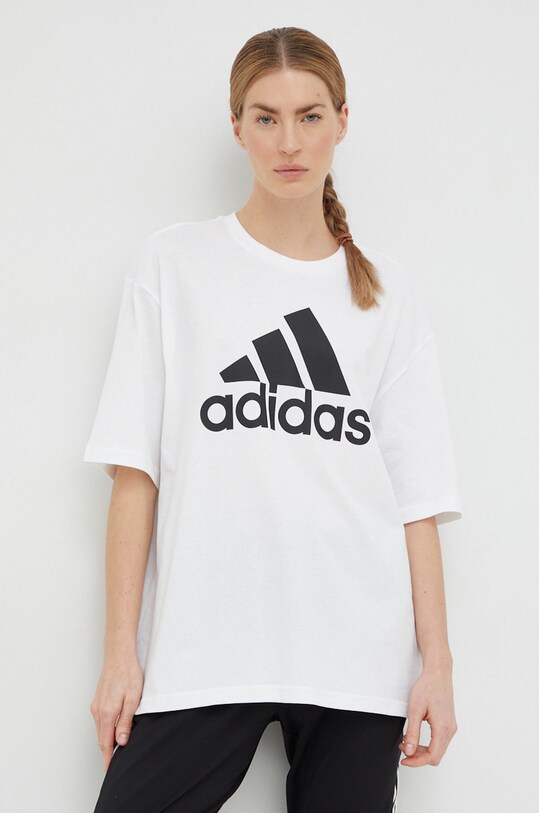 Памучна тениска adidas HR4930 бял SS23