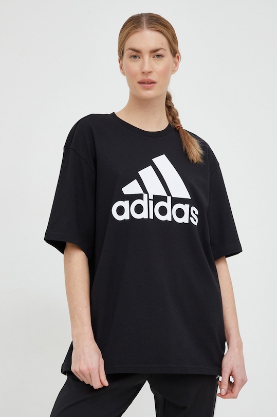 Памучна тениска adidas HR4931 черен AW23