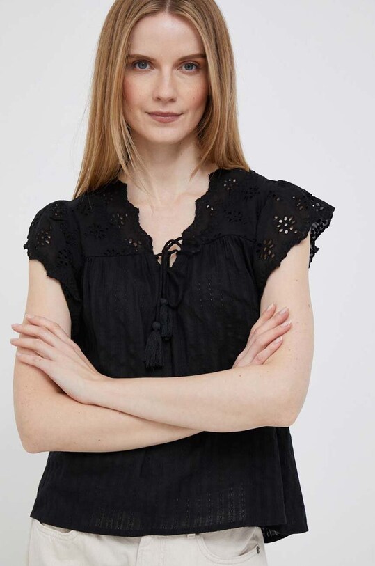 Pepe Jeans bluzka bawełniana Anaise bawełna czarny PL304433.999
