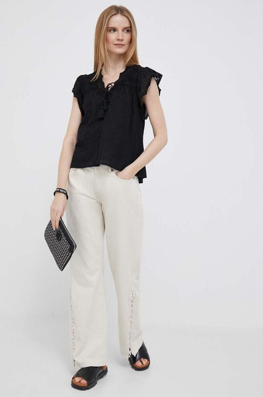 Pepe Jeans bluzka bawełniana Anaise PL304433.999 czarny SS23