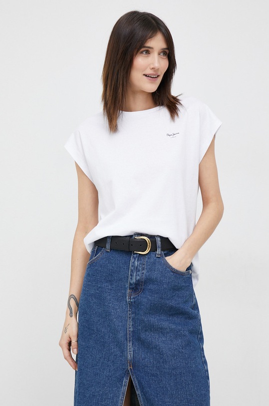 Bavlněné tričko Pepe Jeans Bloom bílá PL504821.800