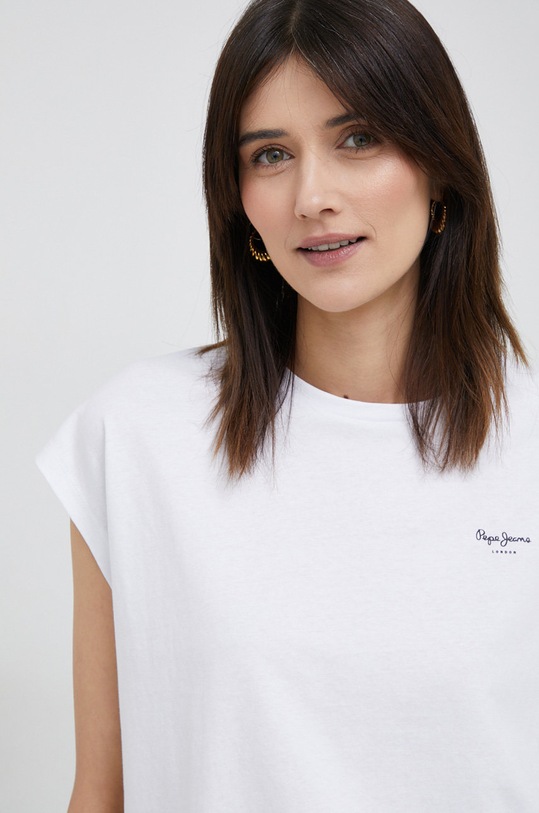 Bavlněné tričko Pepe Jeans Bloom PL504821.800 bílá