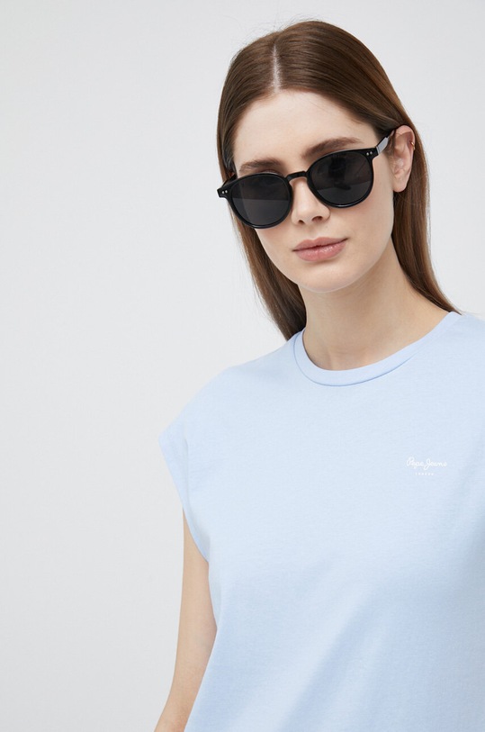 Pamučna majica Pepe Jeans Bloom Planet friendly plava PL504821.524
