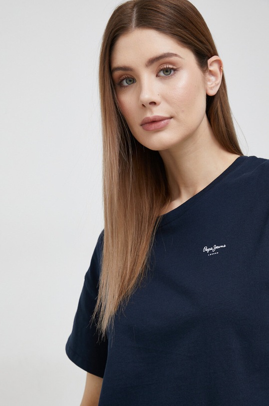 Pamučna majica Pepe Jeans Wimani bez uzorka mornarsko plava PL505483.594