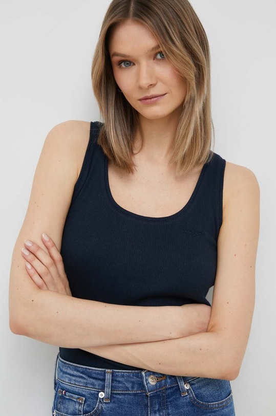 Pepe Jeans top Winona elasztánnal sötétkék PL505484.594