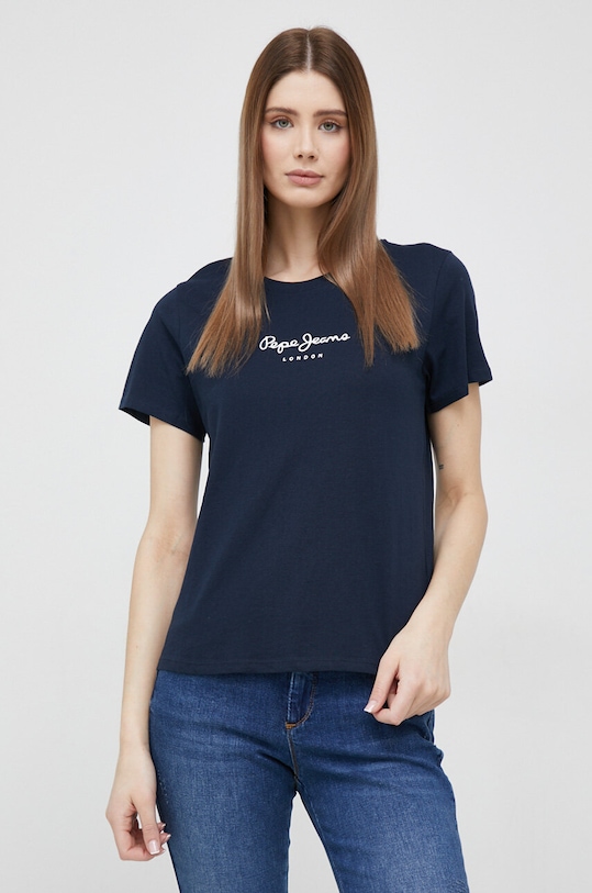 Βαμβακερό μπλουζάκι Pepe Jeans PL505480.594 σκούρο μπλε SS23
