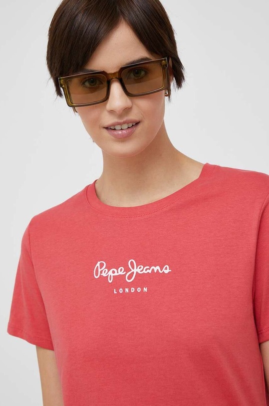 Βαμβακερό μπλουζάκι Pepe Jeans Wendy κόκκινο PL505480.217
