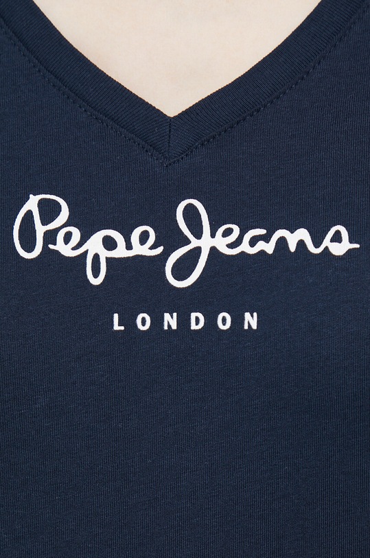 Βαμβακερό μπλουζάκι Pepe Jeans Wendy V Neck σκούρο μπλε PL505482.594